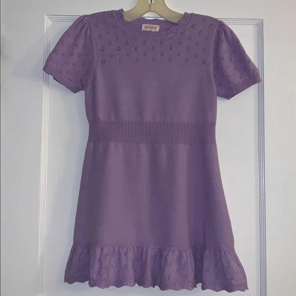 Cat & Jack Lavender Sweater Dress XS 4/5 EUC Short  Sleeves